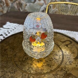Vintage Fenton Strawberry Handpainted Glass Fairy Lamp